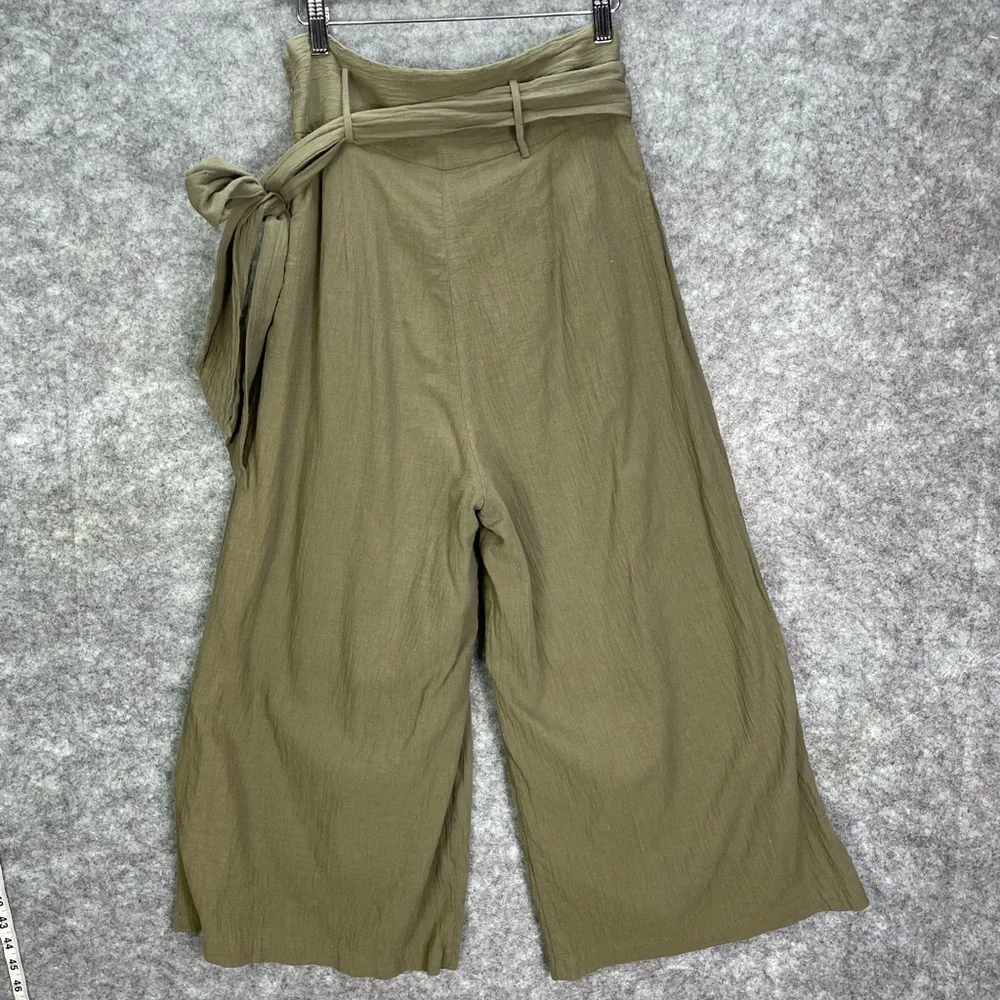 Sugar Lips Jaelyn High Waist Wide Leg Cropped Pants size Small Olive Green - Picture 10 of 12